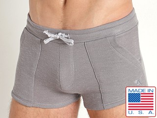 Model in silver LASC Classic Terry 2" Workout Shorts