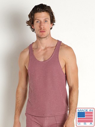 Model in mauve LASC Classic Terry Workout Tank Top