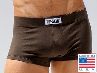 Model in olive Rufskin Ryan Straight Cut Boxer Briefs