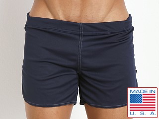 Model in navy American Jock Shorts with Built-in Jock