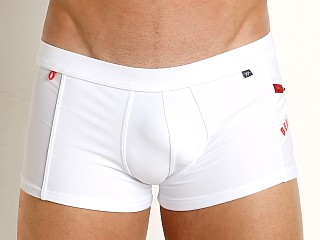 Model in white Tulio Lifeguard Swim Trunk