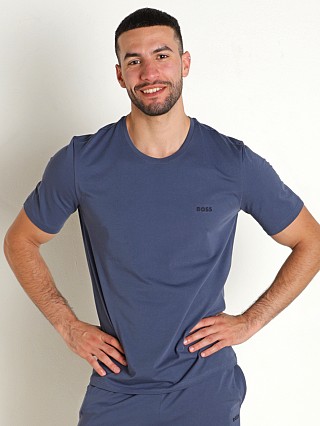 Model in open blue Hugo Boss Mix & Match T-Shirt