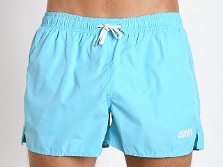 Model in turquoise John Sievers Natural Pouch Swim Shorts