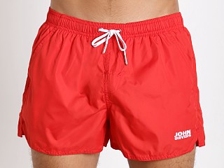 Model in red John Sievers Natural Pouch Swim Shorts