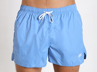 Model in ice blue John Sievers Natural Pouch Swim Shorts