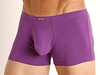 Model in power purple John Sievers LUX Natural Pouch Low Rise Trunk