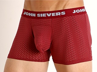 Model in hot pepper John Sievers STRETCH MESH Natural Pouch Boxer Briefs