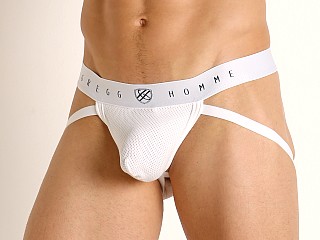 Model in white Gregg Homme Room Max Air Mesh Jockstrap