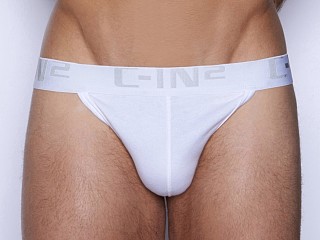 Model in white C-IN2 Core Y-Back Thong