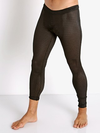 Model in black McKillop Sleek Expose Mesh Tights