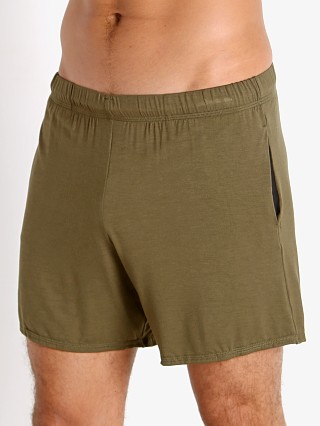 Model in army McKillop Propel Modal Lounge Shorts