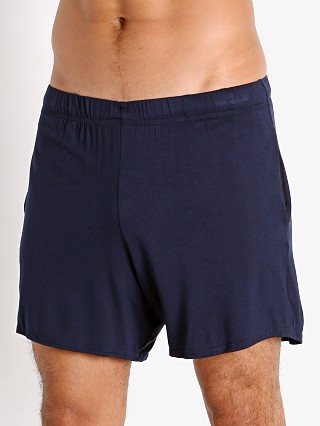 Model in navy McKillop Propel Modal Lounge Shorts