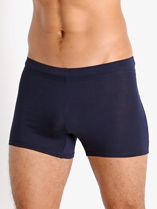 Model in navy McKillop Tackle Modal Tight Lounge Short