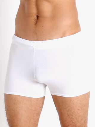 Model in white McKillop Tackle Modal Tight Lounge Short