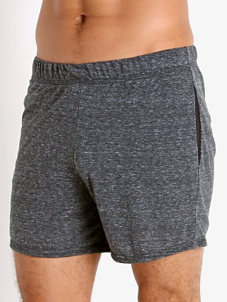 Model in black heather McKillop Propel Cotton/Poly Lounge Shorts