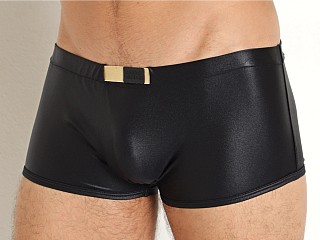 Model in black Modus Vivendi Gordian Knot Brazil Cut Swim Boxer