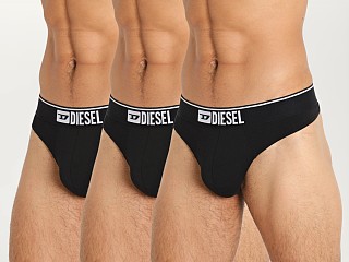 Model in black/black/black Diesel String Thongs 3-Pack