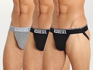 Model in black/black/grey Diesel Jocky Jockstraps 3-Pack