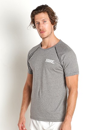 Model in heather grey Bike Athletic Vintage Logo Gym T-Shirt