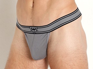 Model in grey Nasty Pig Launch Thong