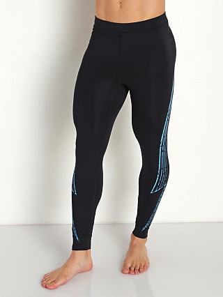 Model in black/capri/reflective Under Armour HeatGear Armour Print Leggings Black/Capri