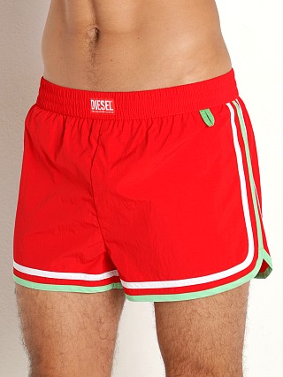 Model in retro red Diesel Reef-30 Swim Shorts