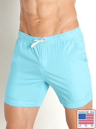 Model in aqua blue Go Softwear Southport Boardwalk Short