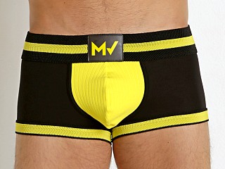 Model in yellow Modus Vivendi Fetish Trunk