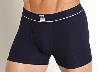 Model in navy Hugo Boss X Russell Athletic Boxer Brief