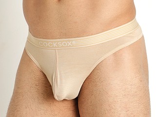 Model in dancer beige Cocksox Pro Collection Thong