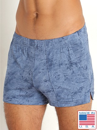 Model in denim Rick Majors Sandstone Lounge Shorts