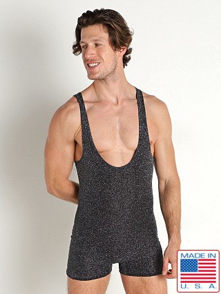 Model in silver Rick Majors Chrome Singlet