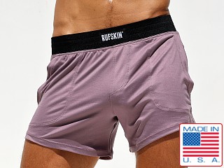 Model in grape Rufskin Hunter Brushed Knit Sport Shorts