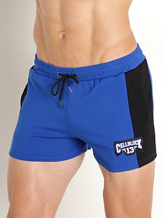 Model in blue Cell Block 13 All Access Zipper Back Short