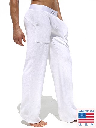 Model in white Rufskin Rex Terry Blend Sport Lounge Pant