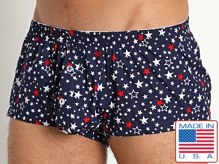 Model in navy Rick Majors Patriot Stars Bulge Boxer