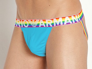 Model in ocean Emporio Armani Rainbow Jockstrap