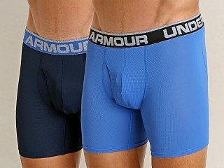 Model in blues Under Armour Tech Mesh Boxerjock 2-Pack