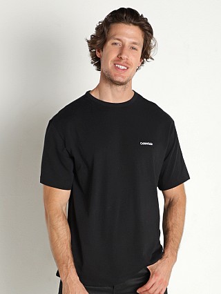 Model in black Calvin Klein Modern Cotton Lounge Crew Neck Shirt