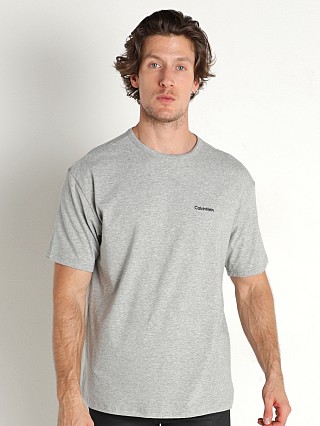 Model in grey heather Calvin Klein Modern Cotton Lounge Crew Neck Shirt