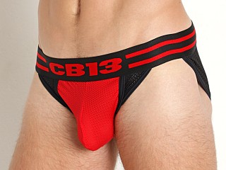 Model in red Cell Block 13 Linebacker Brief