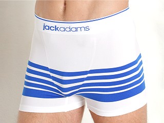 Model in white/royal stripes Jack Adams Body Flex Seamless Boxer