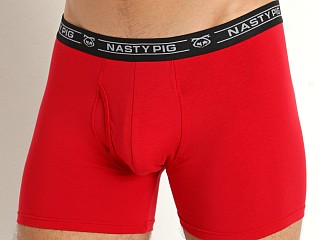 Model in red Nasty Pig Launch Boxer Brief