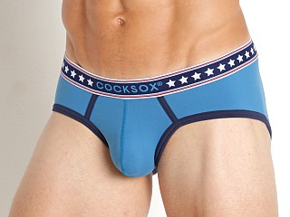 Model in blue jean CockSox Americana Sports Brief