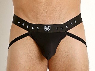 Model in black Gregg Homme Enhancing Room-Max Jockstrap