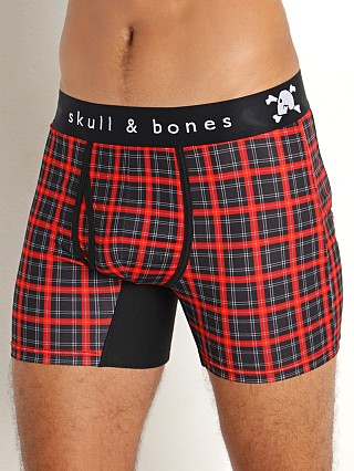 Model in tartan plaid Skull & Bones Boxer Brief