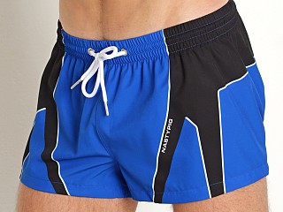 Model in blue Nasty Pig Force Swim Trunk