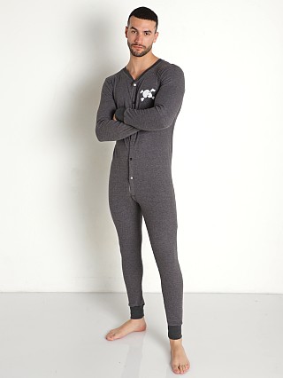 Model in grey Skull & Bones Signature Union Suit