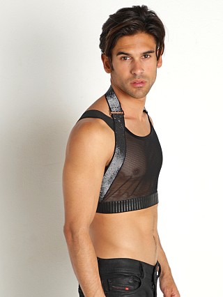 Complete the look: STUD Nickel Mesh Harness Crop Top Black