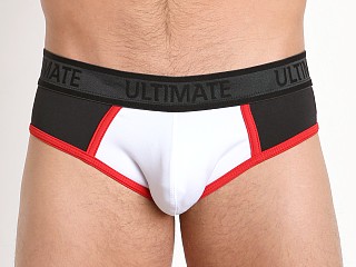 Model in black/white/red Tulio Ultimate Power Pouch Backless Brief